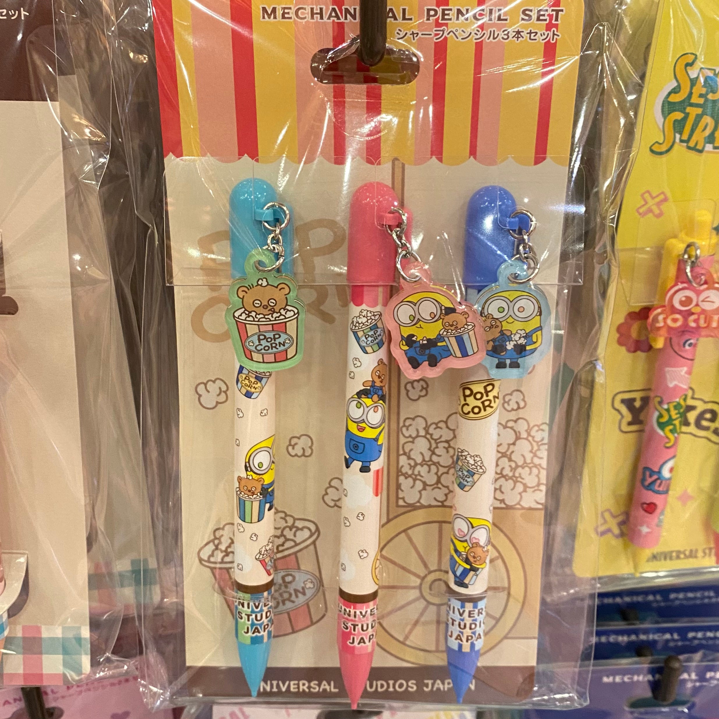 [Order] USJ Minions Bob & Tim popcorn series stationery - Ball pen / Sticky  memo / Gadget case