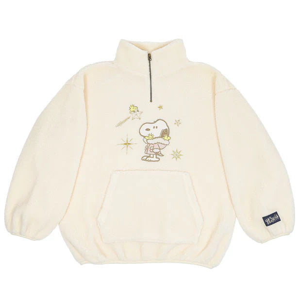 USJ PEANUTS 聖誕系列 - Snoopy & Woodstock 米白色毛絨衛衣