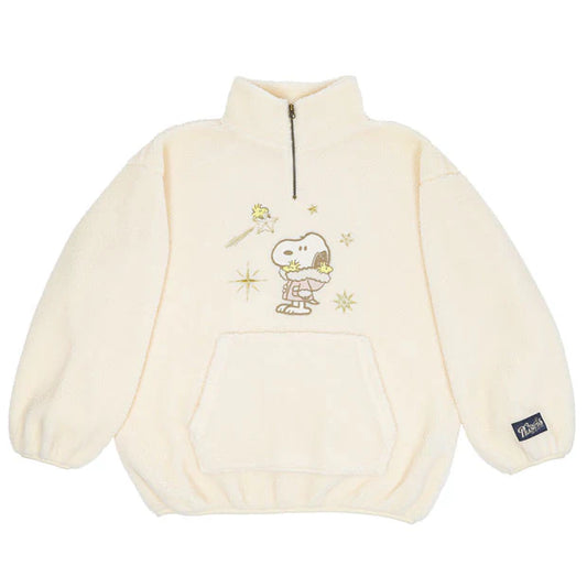 USJ PEANUTS 聖誕系列 - Snoopy & Woodstock 米白色毛絨衛衣