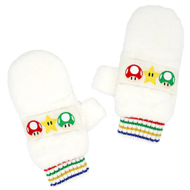 【Order】USJ Mario Super Star Mushroom Fur Muffler/Mittens/Knitted Hat (Kids)