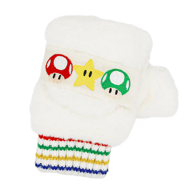 【Order】USJ Mario Super Star Mushroom Fur Muffler/Mittens/Knitted Hat (Kids)