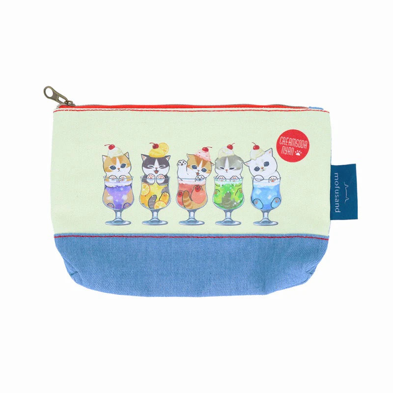 【Order】Mofusand Denim Pouch Pencil Case (Cream Soda)