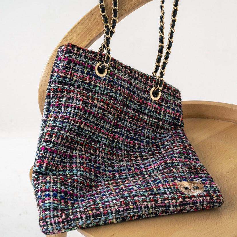 【訂貨】Paul & Joe 刺繡貓咪 Tweed Tote Bag