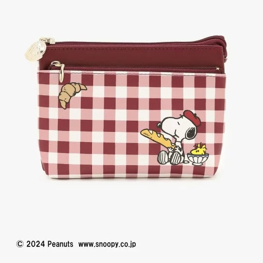 Snoopy & Woodstock 紅色格仔 Pouch