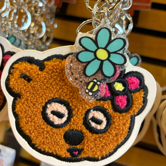 【Order】USJ Tim Bear Embroidered Flower Mini Mirror Keychain