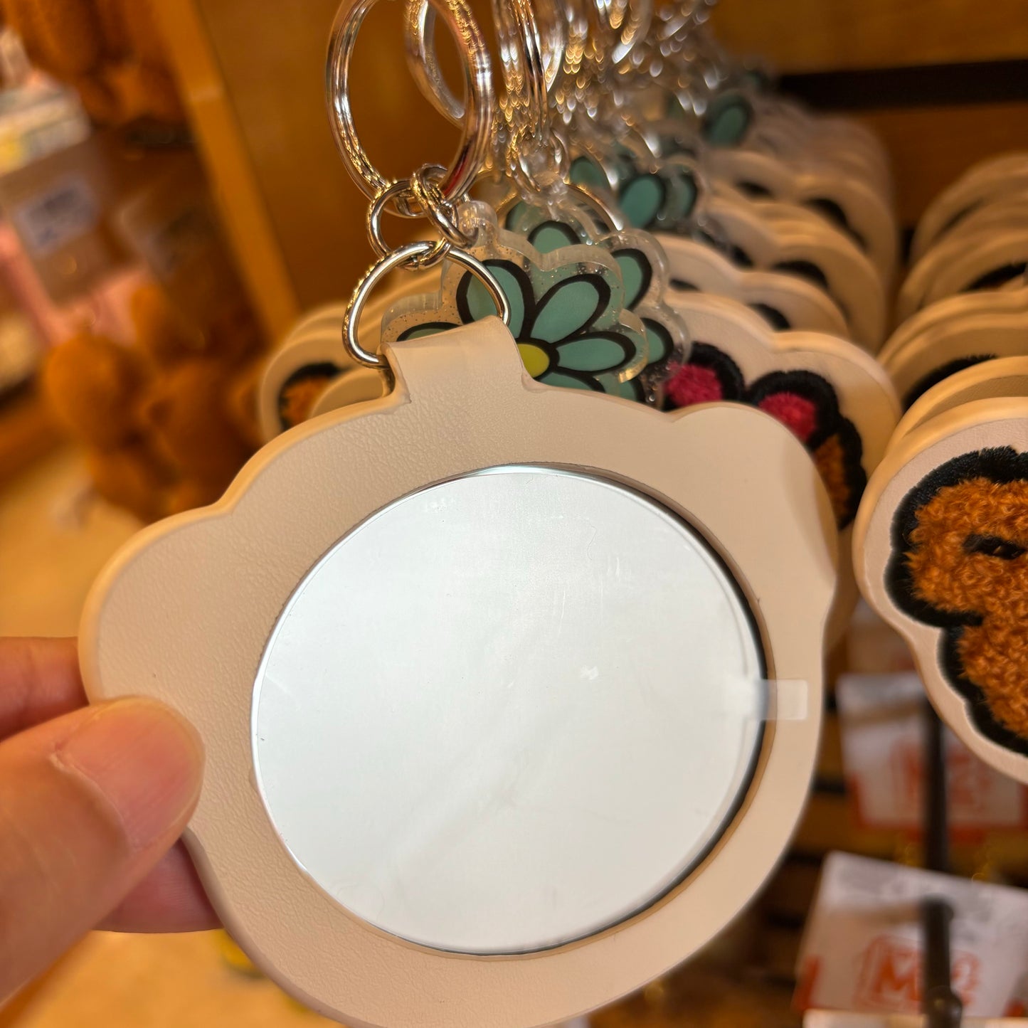 【Order】USJ Tim Bear Embroidered Flower Mini Mirror Keychain