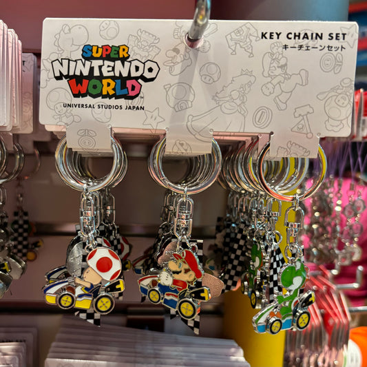 USJ Mario Kart Keychain - Mario & Luigi & Kinopio