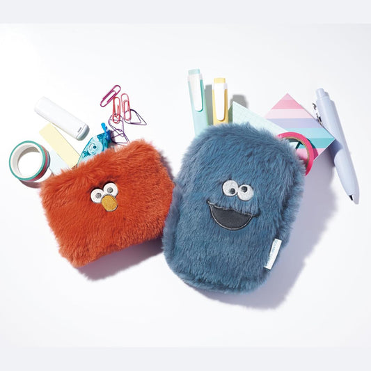 【訂貨】芝麻街 Elmo & Cookie Monster 毛毛收納袋 化妝包