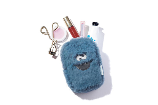 [Order] Sesame Street Elmo & Cookie Monster Fluffy Pouch Cosmetic Bag