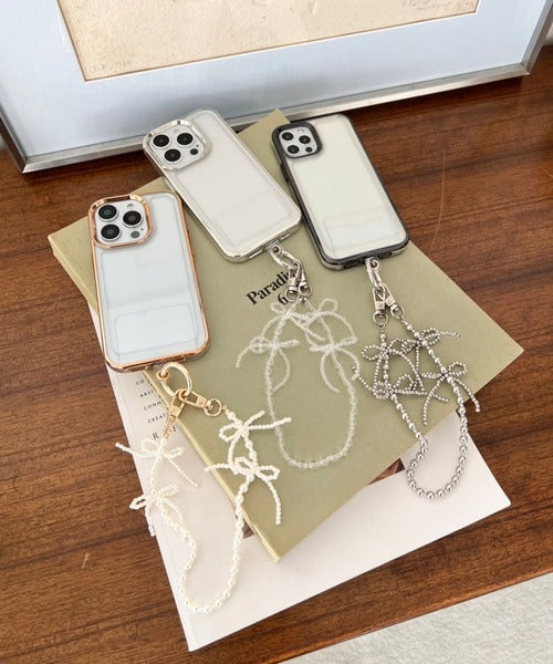【Order】Me% Ribbon Beads Handle Strap Phone Strap (Short)