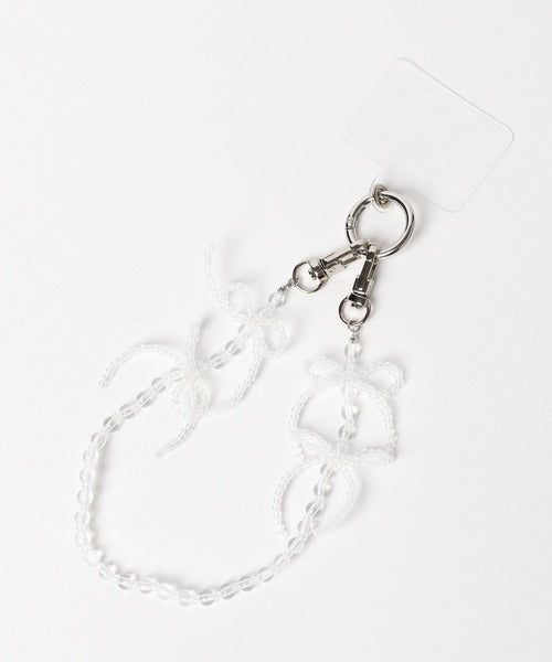 【Order】Me% Ribbon Beads Handle Strap Phone Strap (Short)