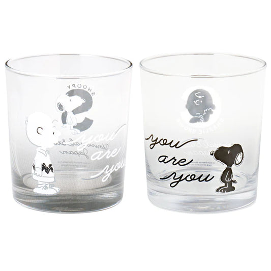 【Order】USJ Peanuts Snoopy & Charlie Monotone Series - Pair Glass