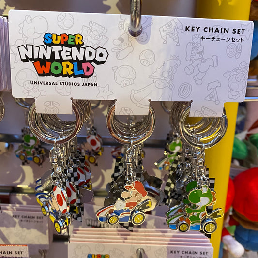 【Order】USJ Mario Kart Keychain - Mario & Luigi & Kinopio