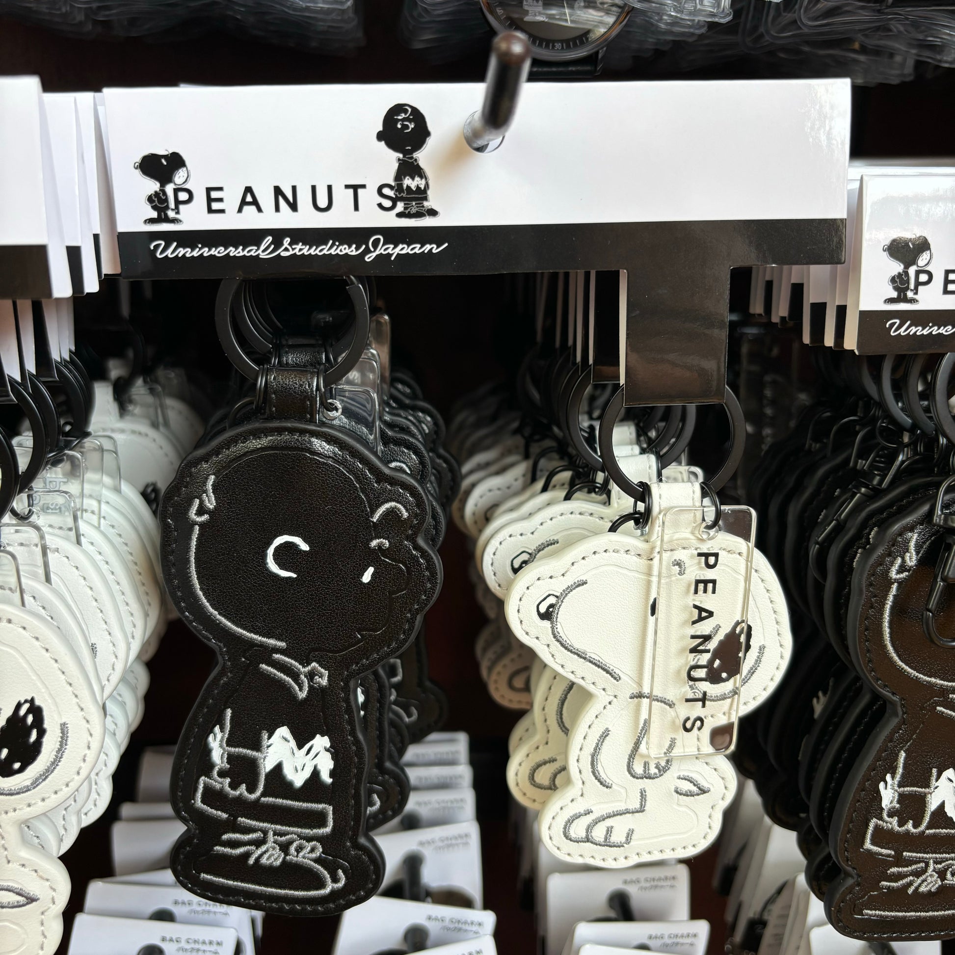 USJ Peanuts Snoopy & Charlie Monotone Pair Keychain