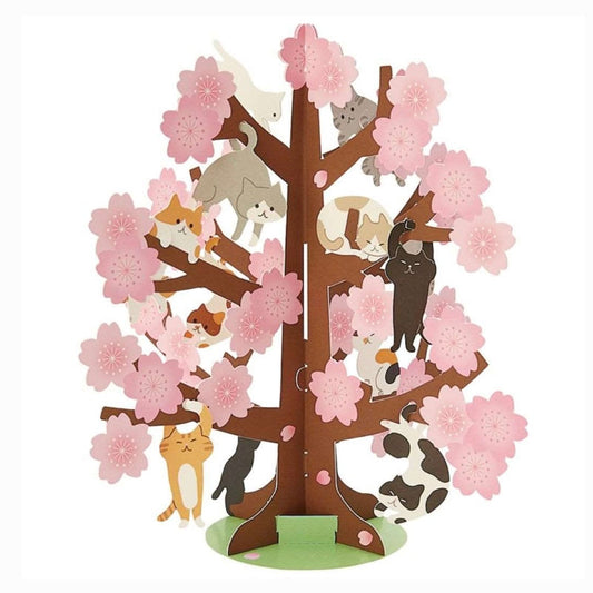 【Order】Cat Cherry Blossom Pop-Up Card （Tree）
