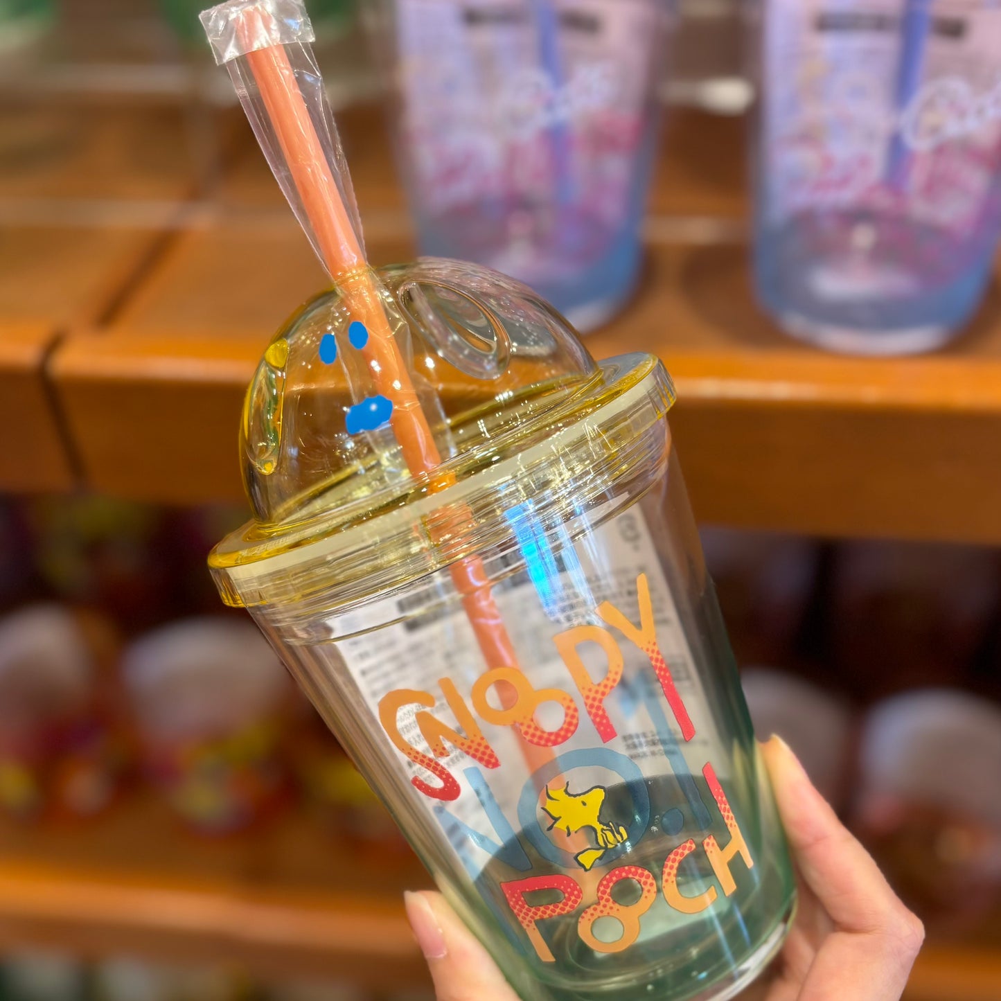 【Order】USJ Snoopy & Woodstock plastic drink cup cold tumbler with straw 