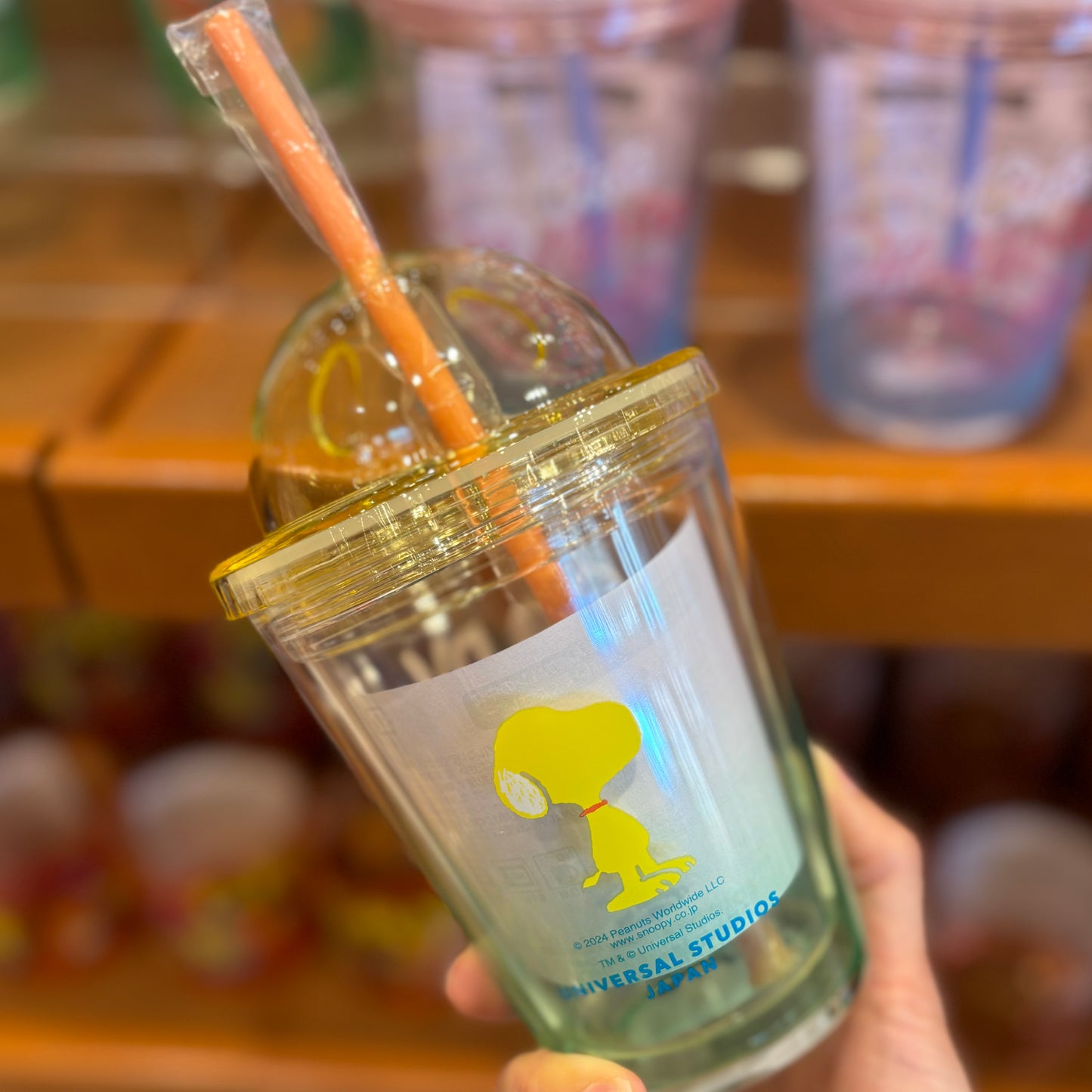 【Order】USJ Snoopy & Woodstock plastic drink cup cold tumbler with straw 