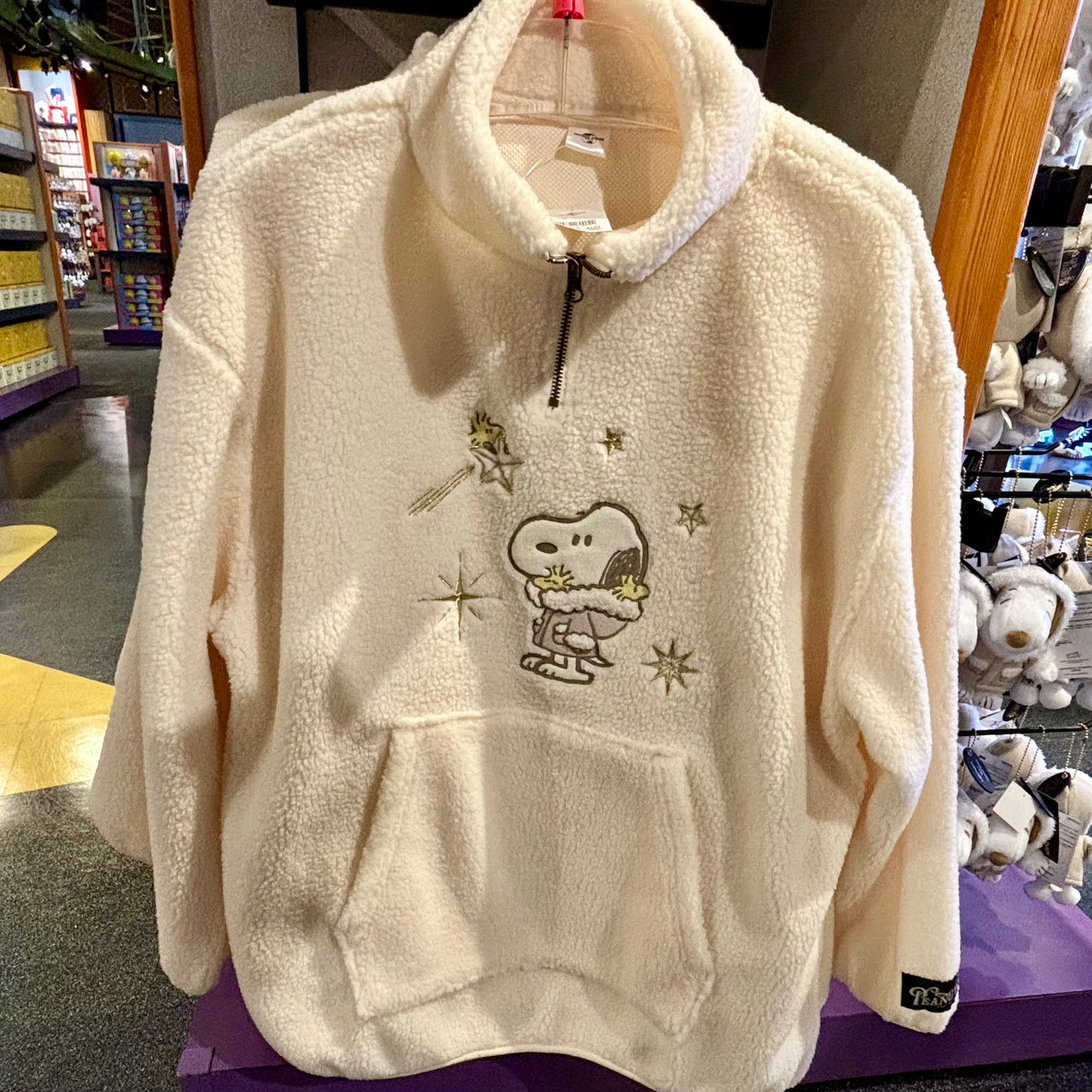 USJ PEANUTS 聖誕系列 - Snoopy & Woodstock 米白色毛絨衛衣