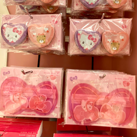 【Order】USJ Hello Kitty & Tiny Chum Heart Memo Box / Sticky Notes