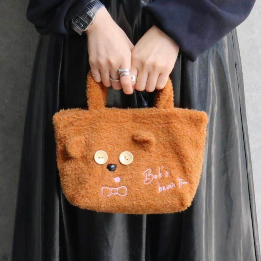 【Order】Tim Bear Christmas Snacks - Bear Face Pouch / Furry Tote Bag