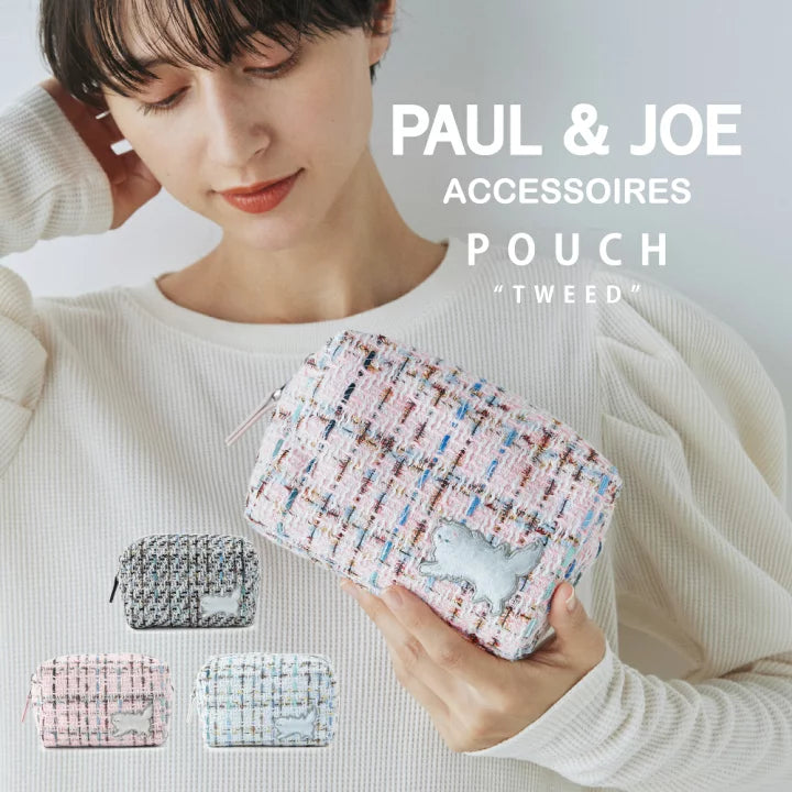 Paul & Joe 刺繡貓咪 Tweed 化妝袋 小物袋