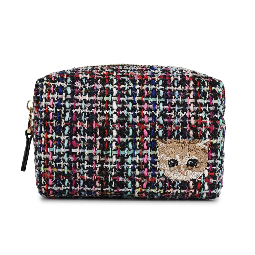 【Order】Paul & Joe Embroidered Cat Tweed Cosmetic Bag