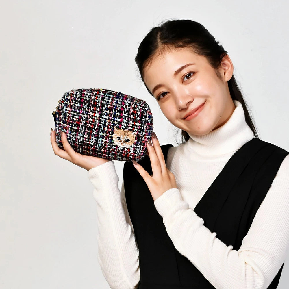 【Order】Paul & Joe Embroidered Cat Tweed Cosmetic Bag