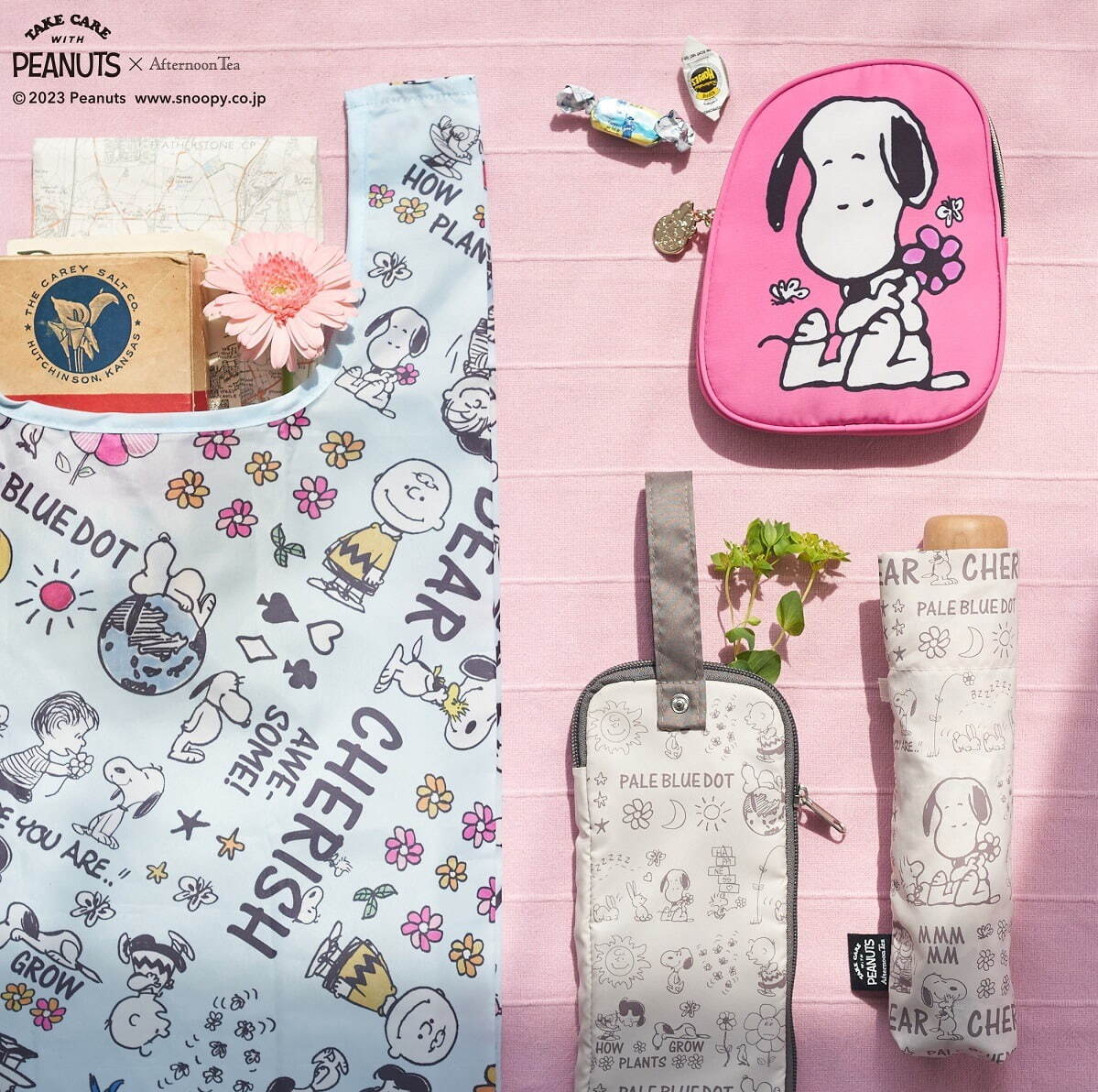 【Order】Afternoon Tea LIVING x「TAKE CARE WITH PEANUTS」Eco bag / Pouch / Foldable Umbrella / Umbrella storage case
