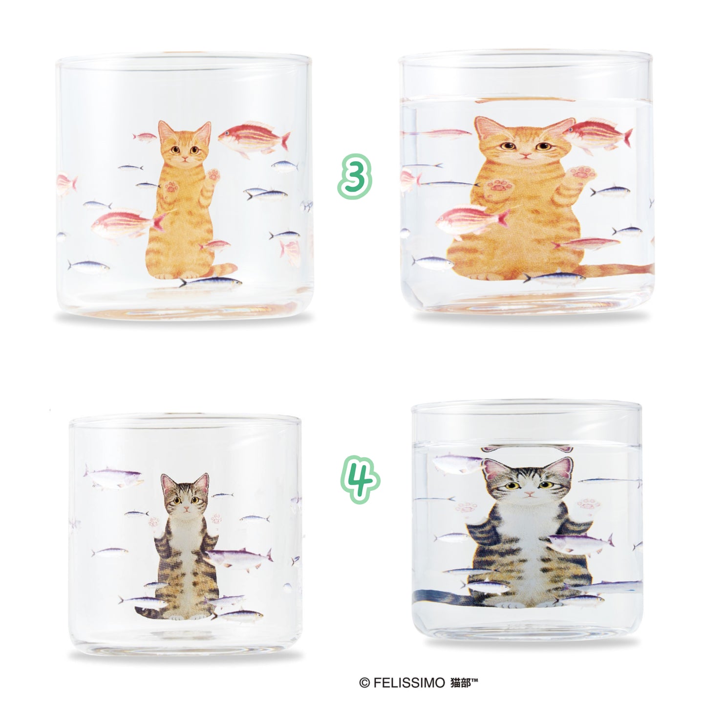 【Order】Cat watching fish glass